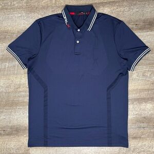 RLX Ralph Lauren Polo Shirt Men's L Blue Red Short Sleeve Wicking Performance